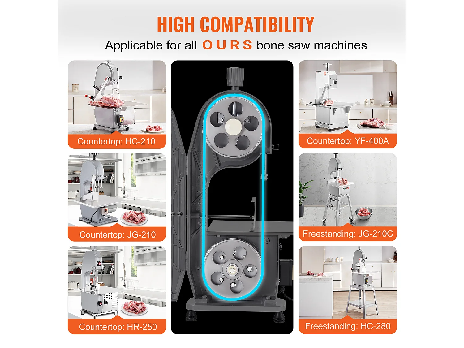 Botzaagmachine SucceBuy Lintzaagblad: Ideaal voor het Snijden van Vlees en Botten, 165 cm Lang, Duurzaam en Nauwkeurig Zagen, Zilverkleurig