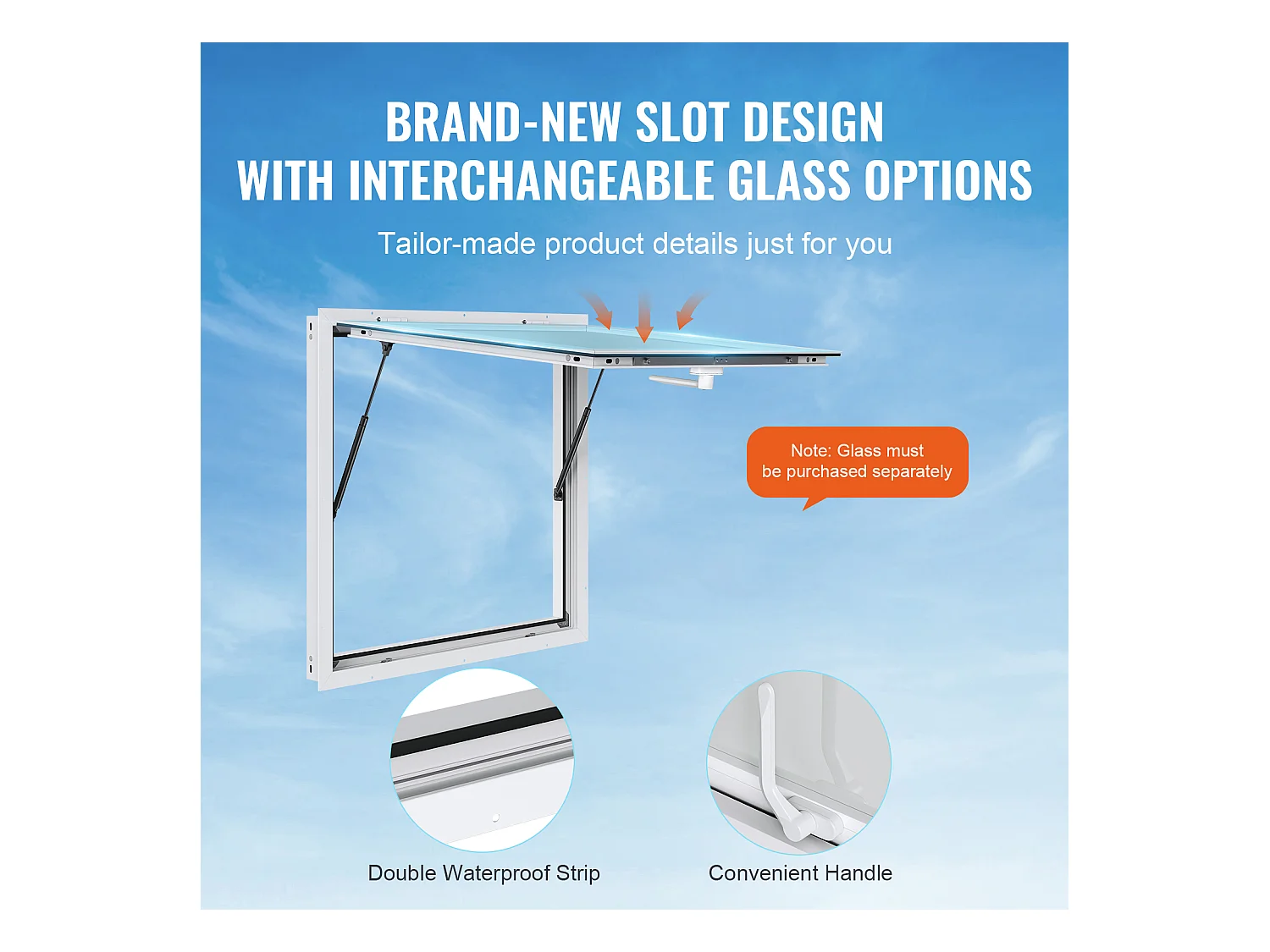 Fenêtre de Concession SucceBuy Fenêtre de Service pour Stand de Concession 91,5 cm L x 91,5 cm W, Auvent de Service pour Camion de Restauration