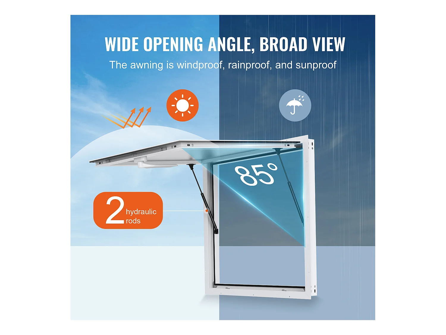 Fenêtre de Concession SucceBuy Fenêtre de Service pour Stand de Concession 91,5 cm L x 91,5 cm W, Auvent de Service pour Camion de Restauration