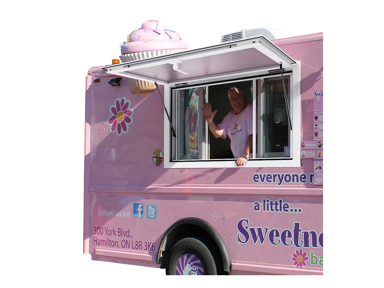 Ventana de Concesión SucceBuy Ventana de Servicio para Puesto de Comida de 91,5 x 61 cm para Toldo de Food Truck