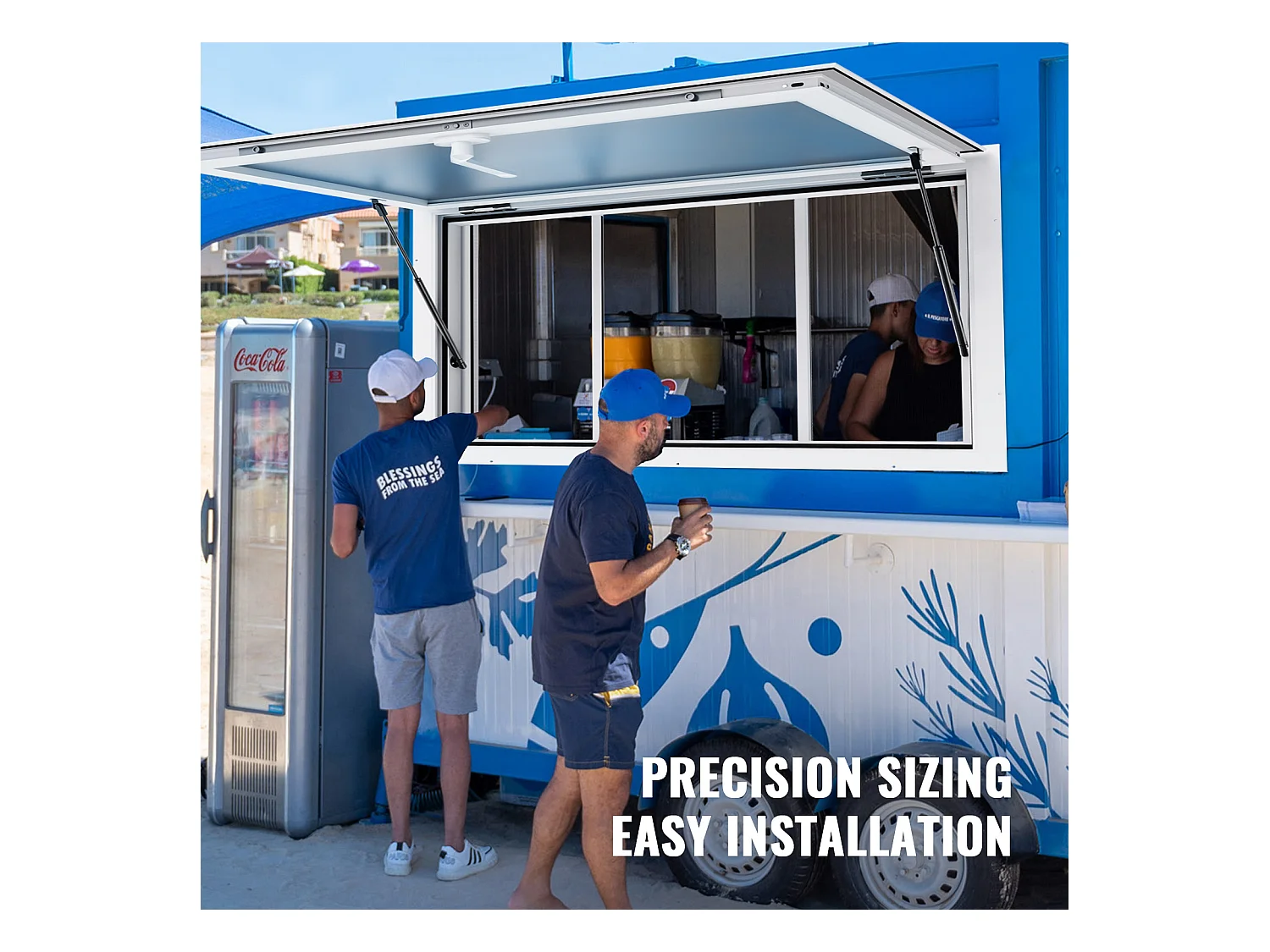 Ventana de Concesión SucceBuy Ventana de Servicio para Puesto de Comida de 91,5 x 61 cm para Toldo de Food Truck