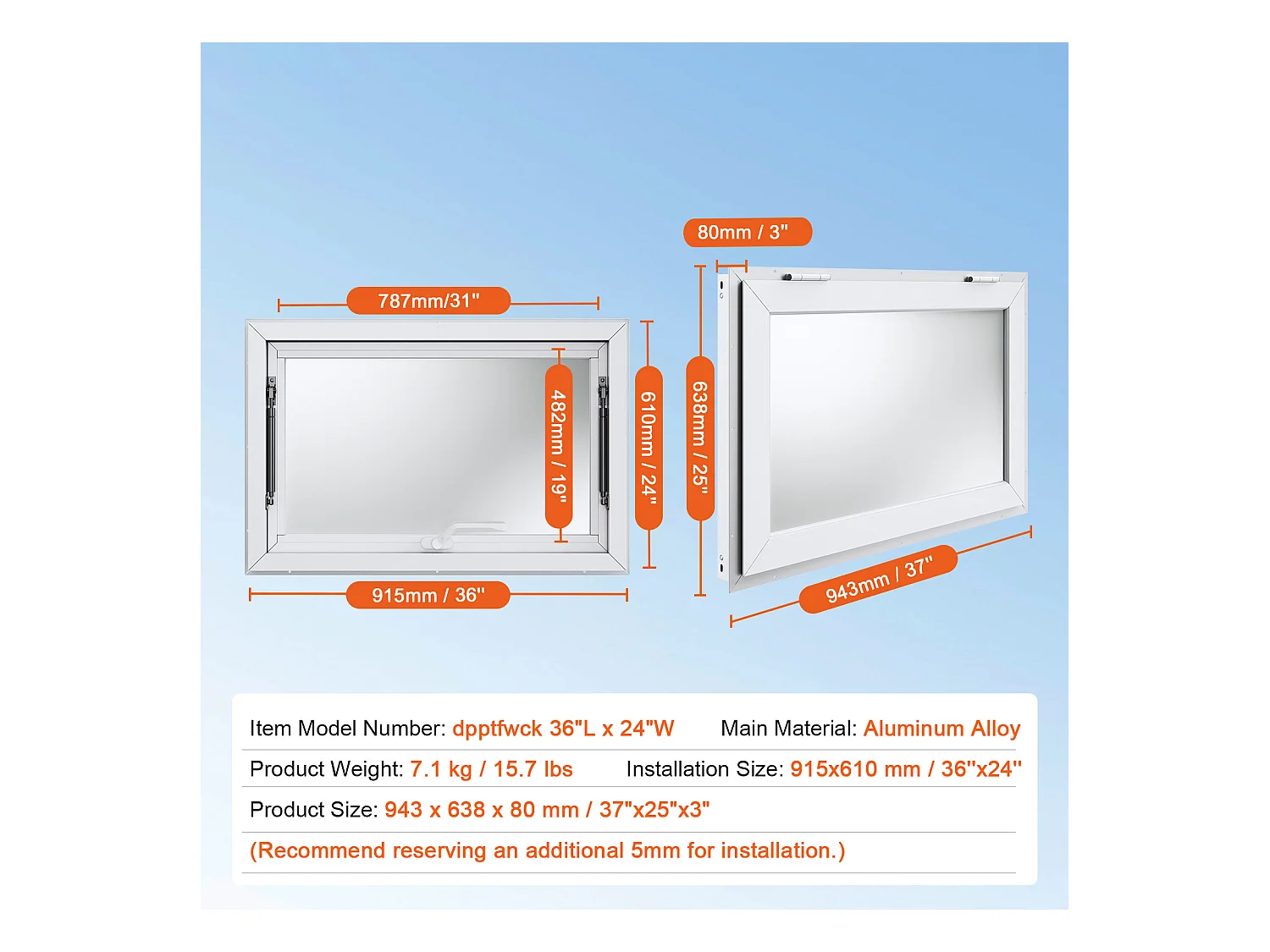 Janela de Concessão SucceBuy Janela de Serviço para Tenda de Concessão de 91,5 cm x 61 cm de Largura, Durável e Prática