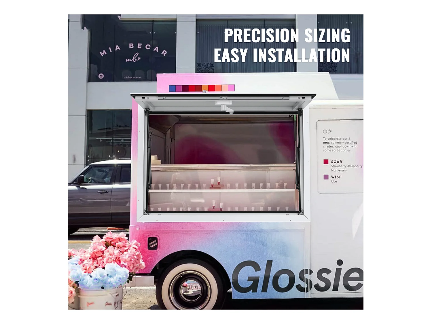 Fenêtre de Concession SucceBuy Fenêtre de Service pour Stand de Concession 122 cm L x 91,5 cm W, Auvent pour Camion de Restauration pour le Service