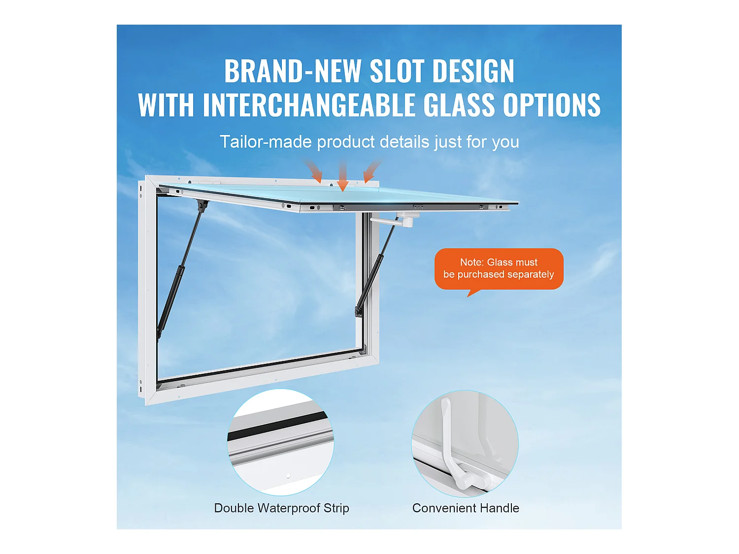 Fenêtre de Concession SucceBuy Fenêtre de Service pour Stand de Concession 122 cm L x 91,5 cm W, Auvent pour Camion de Restauration pour le Service