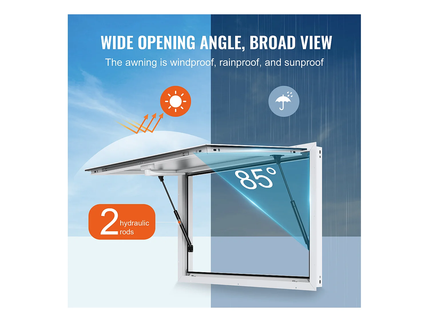 Fenêtre de Concession SucceBuy Fenêtre de Service pour Stand de Concession 122 cm L x 91,5 cm W, Auvent pour Camion de Restauration pour le Service