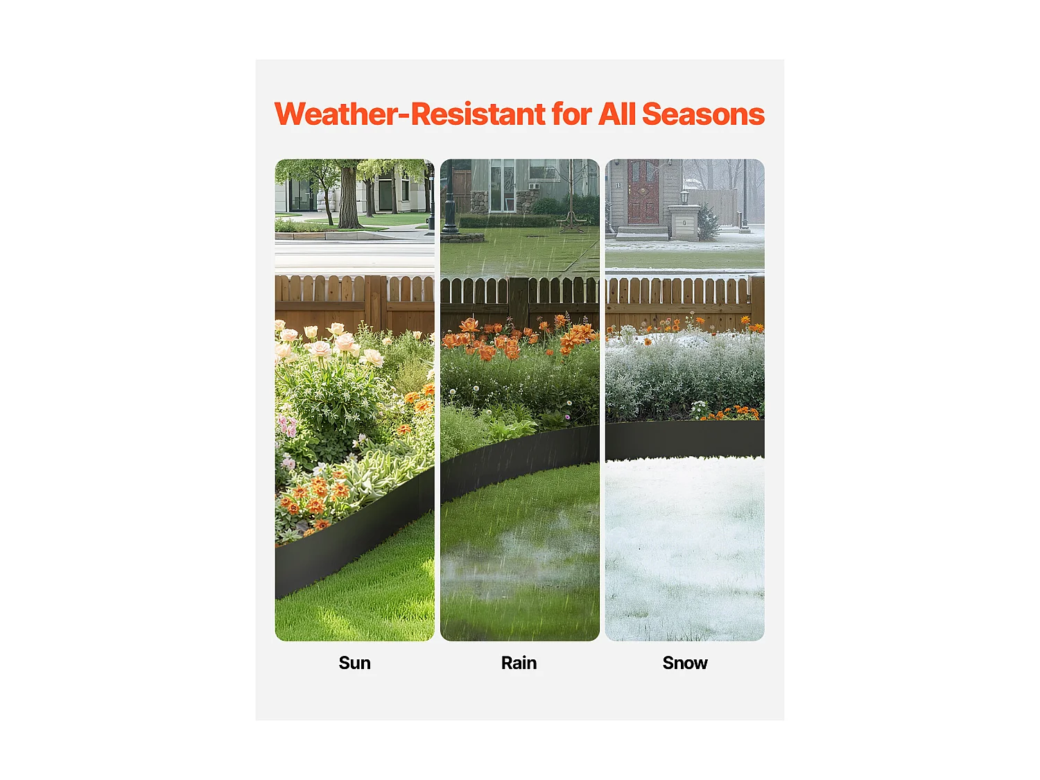 Bordure de Jardin en Acier SucceBuy, Lot de 4, 1016x152,4 mm, Résistante à la Rouille