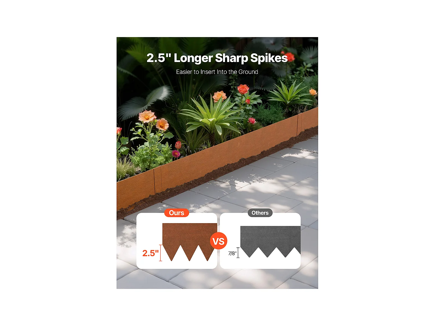 Bordures de Jardin en Acier SucceBuy Résistantes aux Intempéries, 1016x152,4 mm, Lot de 6