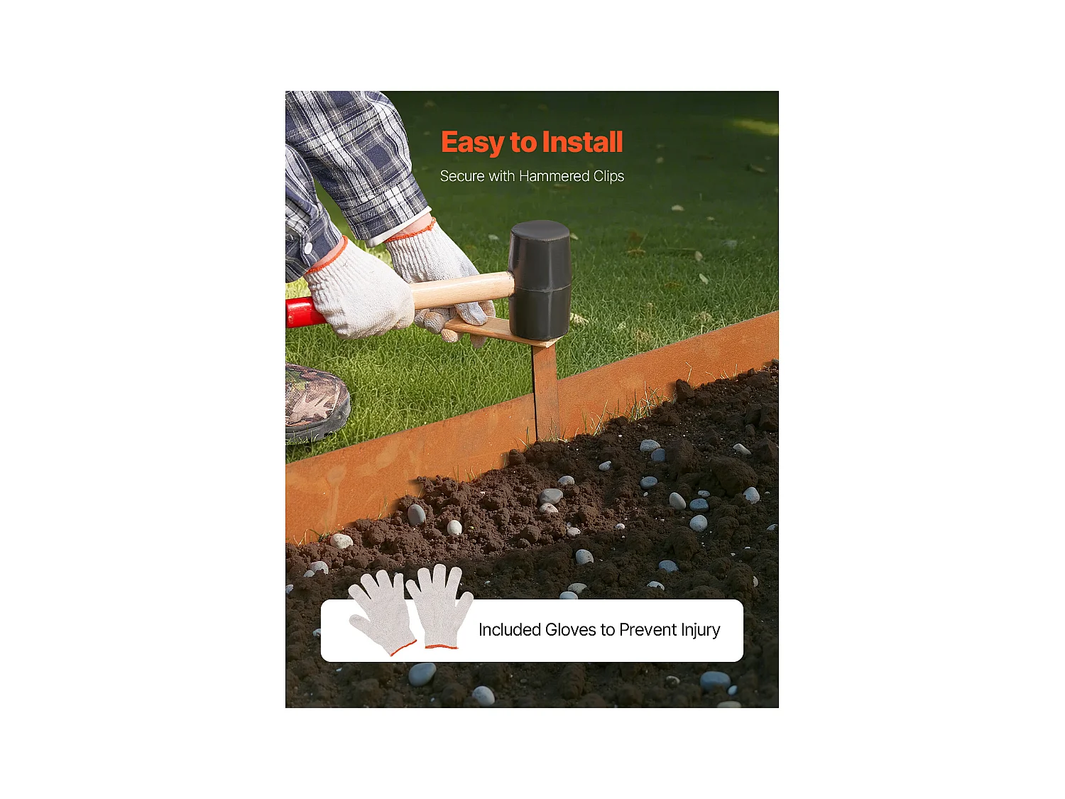 Bordures de Jardin en Acier SucceBuy Résistantes aux Intempéries, 1016x152,4 mm, Lot de 6