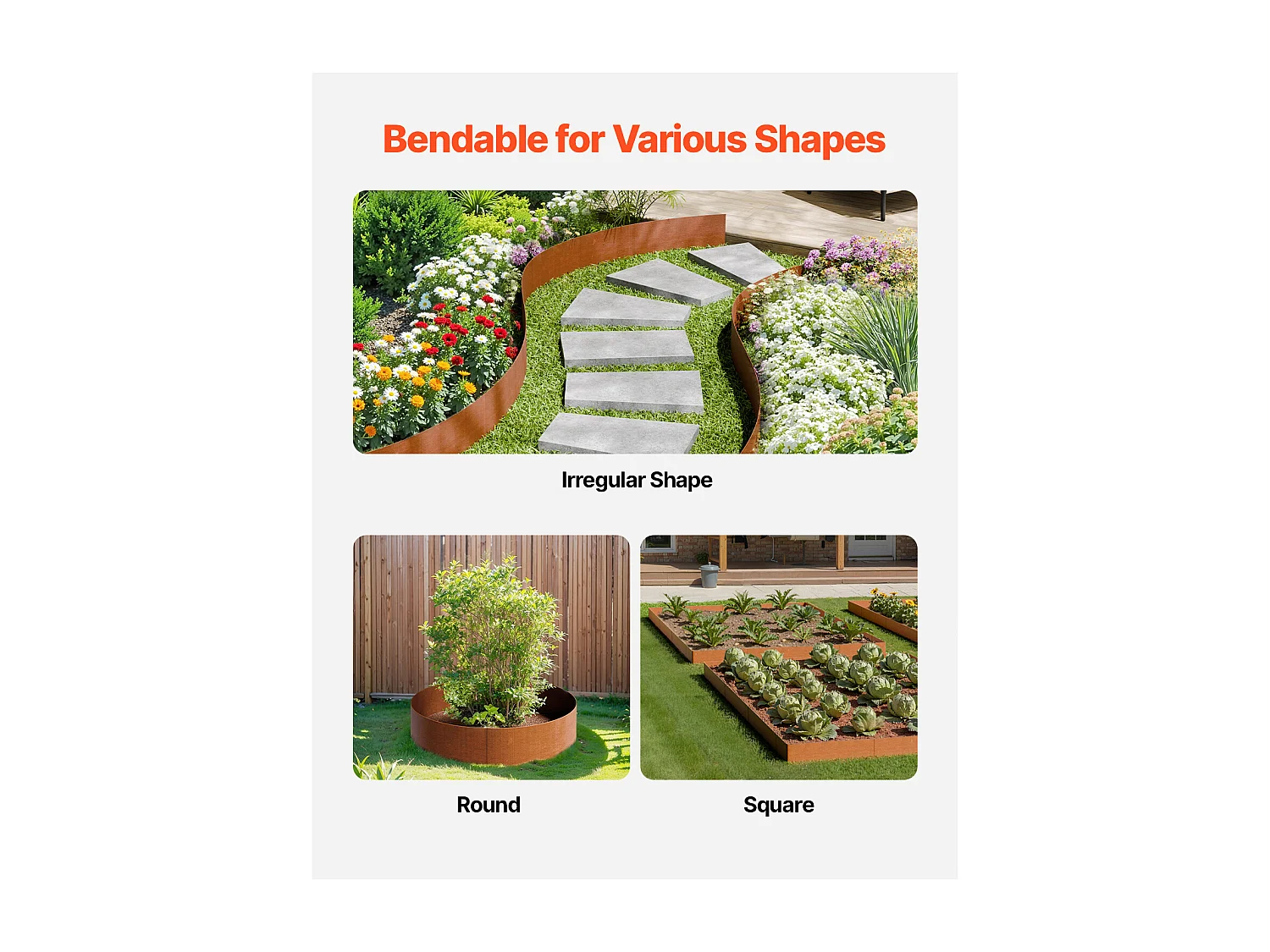 Bordures de Jardin en Acier SucceBuy Résistantes aux Intempéries, 1016x152,4 mm, Lot de 6