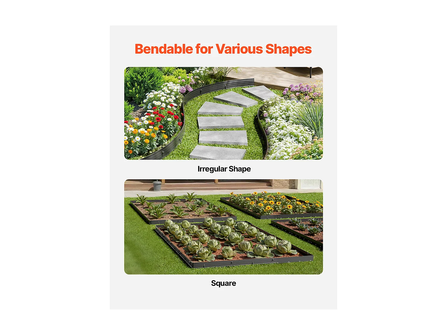 Bordure de Jardin en Métal SucceBuy, 8 Paquets de  1830 mm, Résistante à la Rouille, Pliable pour Cour et Jardin