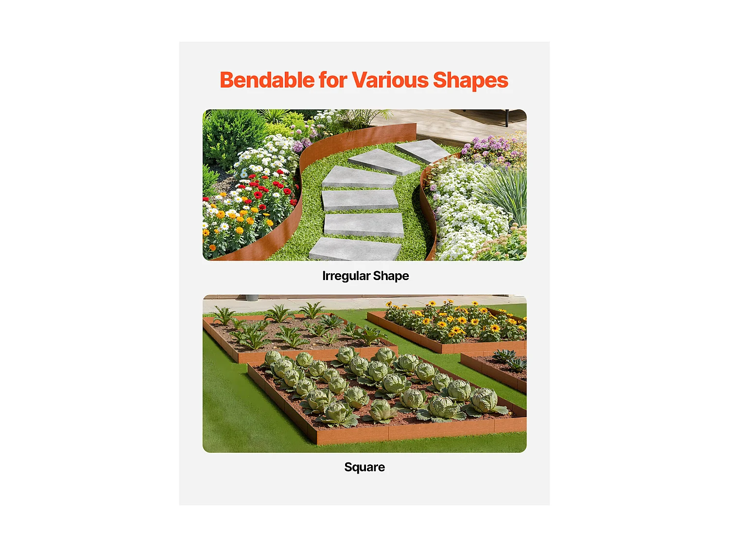 Bordures de Jardin en Acier SucceBuy Résistantes aux Intempéries, 1016x203,2mm, Lot de 6