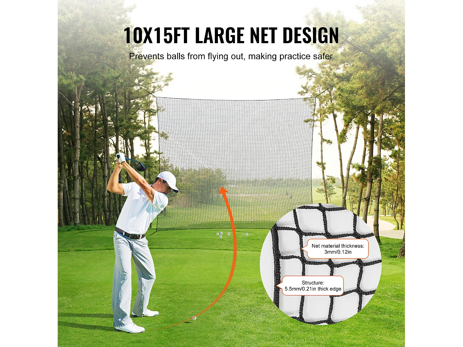 Siatka Treningowa do Golfa SucceBuy 25,4 x 38,1 cm, Wewnętrzna Siatka Uderzeniowa do Baseballu, Piłki Nożnej, Hokeja