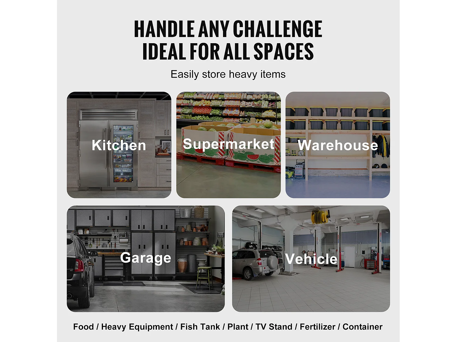 Étagère de Rangement, SucceBuy Support de Calage en Aluminium Support de Calage Stationnaire Support de Rangement 121.92 × 50.8 × 30.48 cm