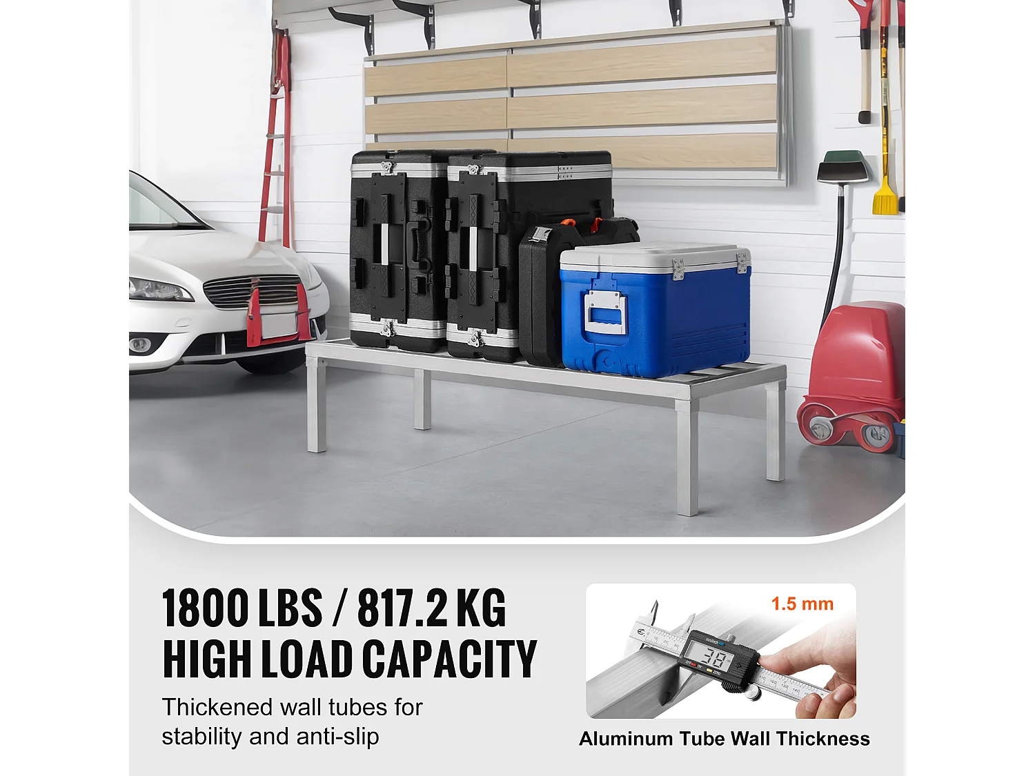 Étagère de Rangement, SucceBuy Support de Calage en Aluminium Support de Calage Stationnaire Support de Rangement 121.92 × 50.8 × 30.48 cm