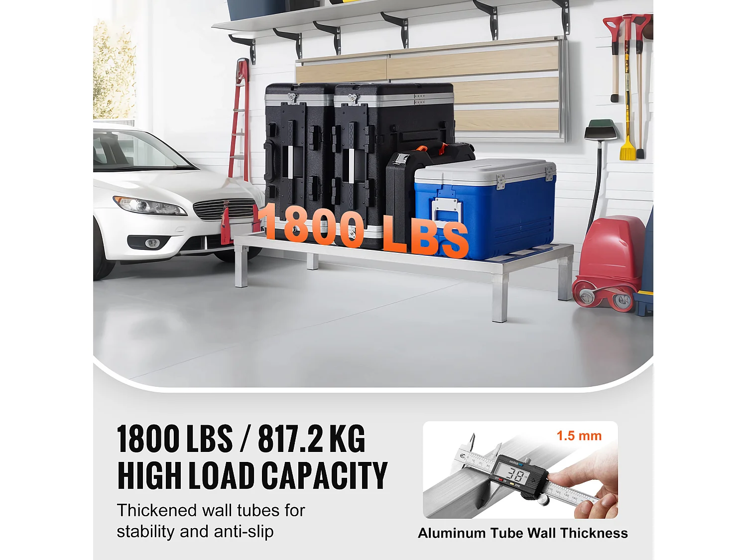 Étagère de Rangement, SucceBuy Support de Calage en Aluminium Support de Calage Stationnaire 121.92 × 50.8 × 20.32 cm Support de Rangement