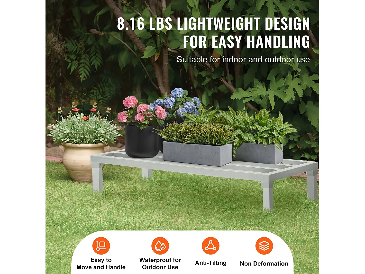 Étagère de Rangement, SucceBuy Support de Calage en Aluminium Support de Calage Stationnaire 121.92 × 50.8 × 20.32 cm Support de Rangement