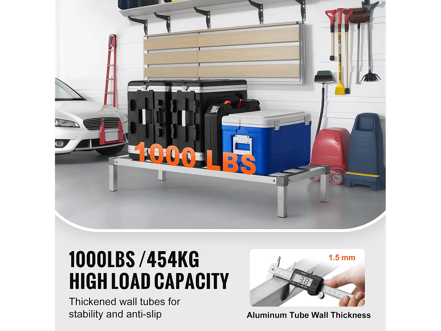 Étagère de Rangement, SucceBuy Rack de Calage en Aluminium 121.9 × 50.8 × 20.32 cm Capacité de 454 kg