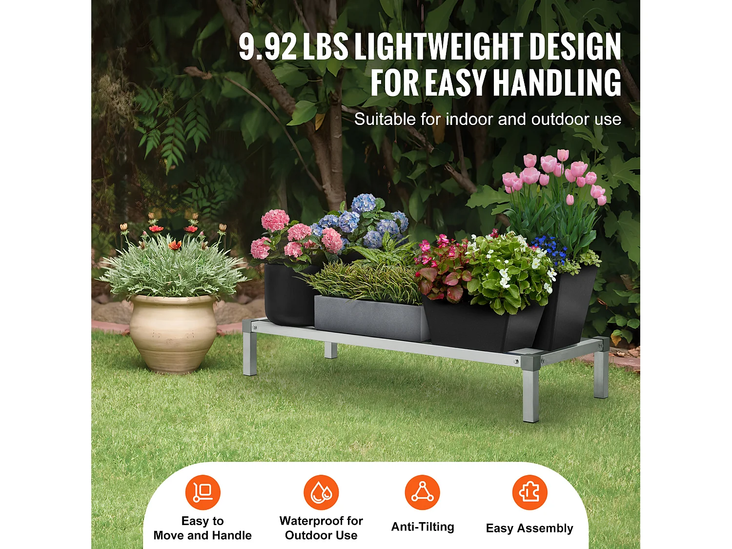 Étagère de Rangement, SucceBuy Rack de Calage en Aluminium 121.9 × 50.8 × 20.32 cm Capacité de 454 kg