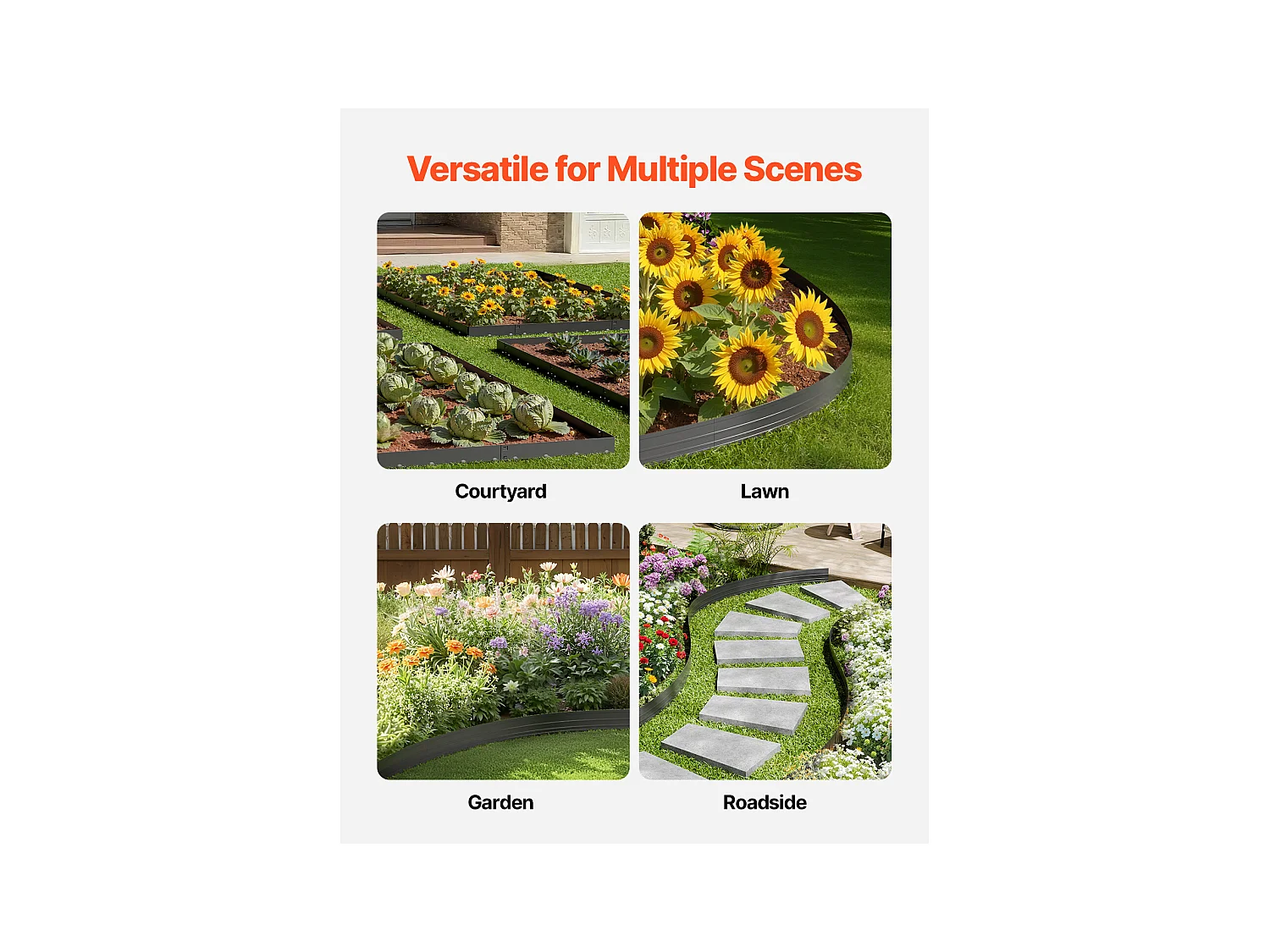 Bordure de Jardin en Métal SucceBuy, 10 Paquets de 1524 mm, Résistante à la Rouille, Pliable pour Cour et Jardin