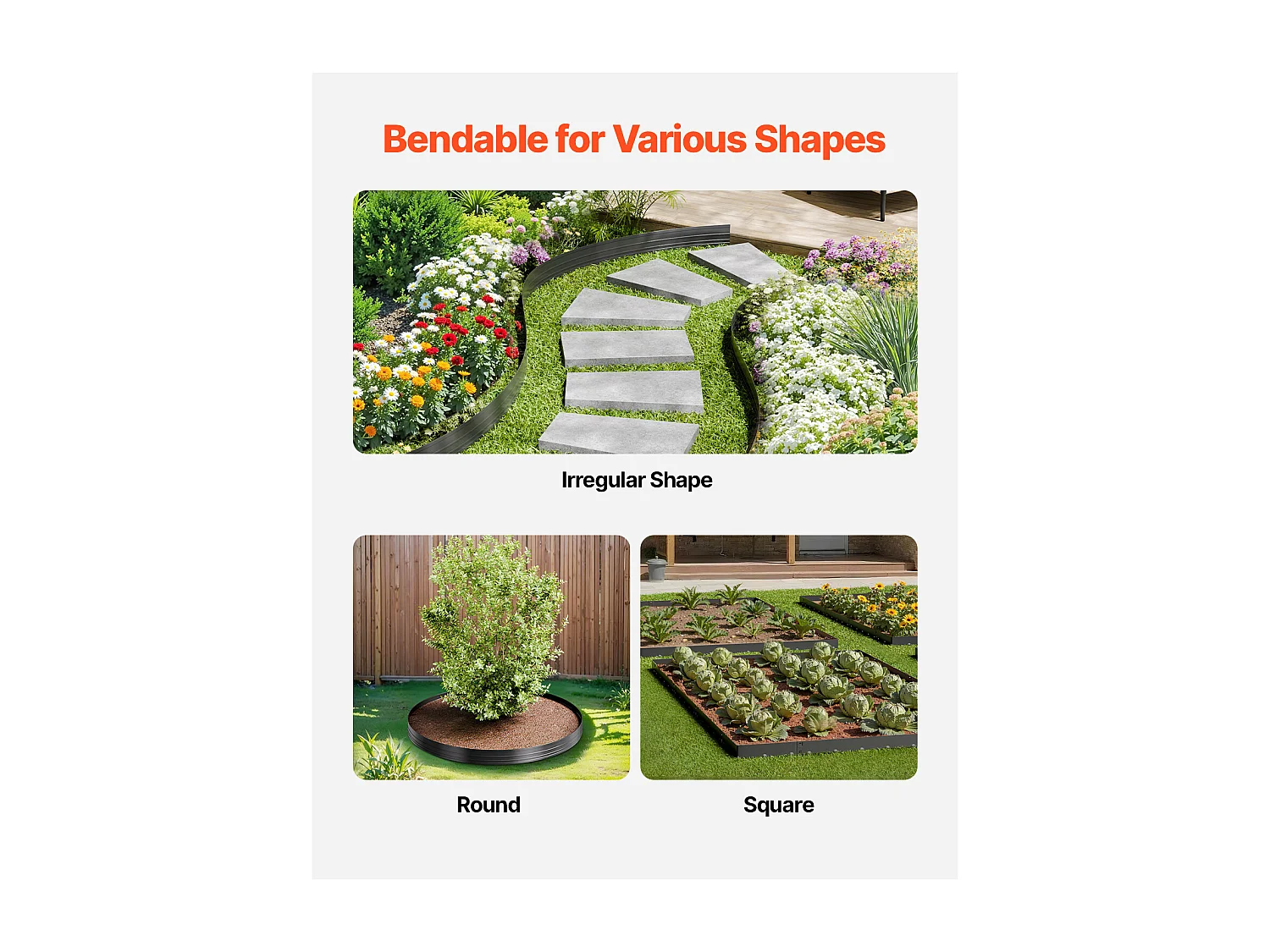 Bordure da Giardino in Metallo SucceBuy, 10 Confezioni da 1524 mm, Resistenti alla Ruggine, Pieghevoli per Cortili e Giardini