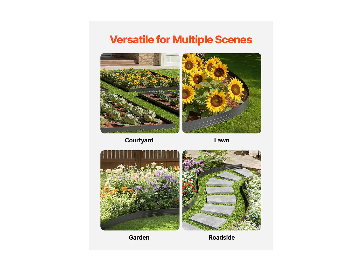 Bordure da Giardino in Metallo SucceBuy, 10 Confezioni da 1524 mm, Resistenti alla Ruggine, Pieghevoli per Cortili e Giardini