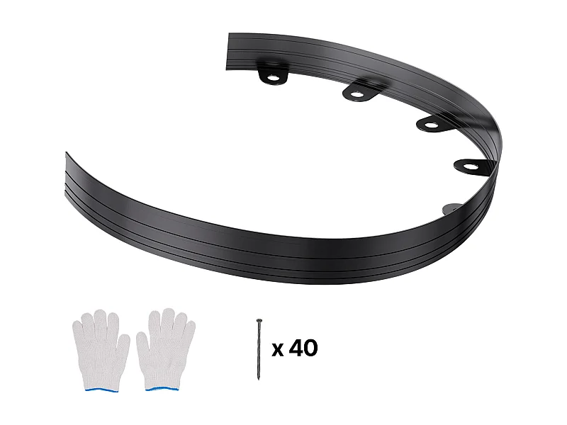 Bordure de Jardin en Métal SucceBuy, 10 Paquets de 1524 mm, Résistante à la Rouille, Pliable pour Cour et Jardin