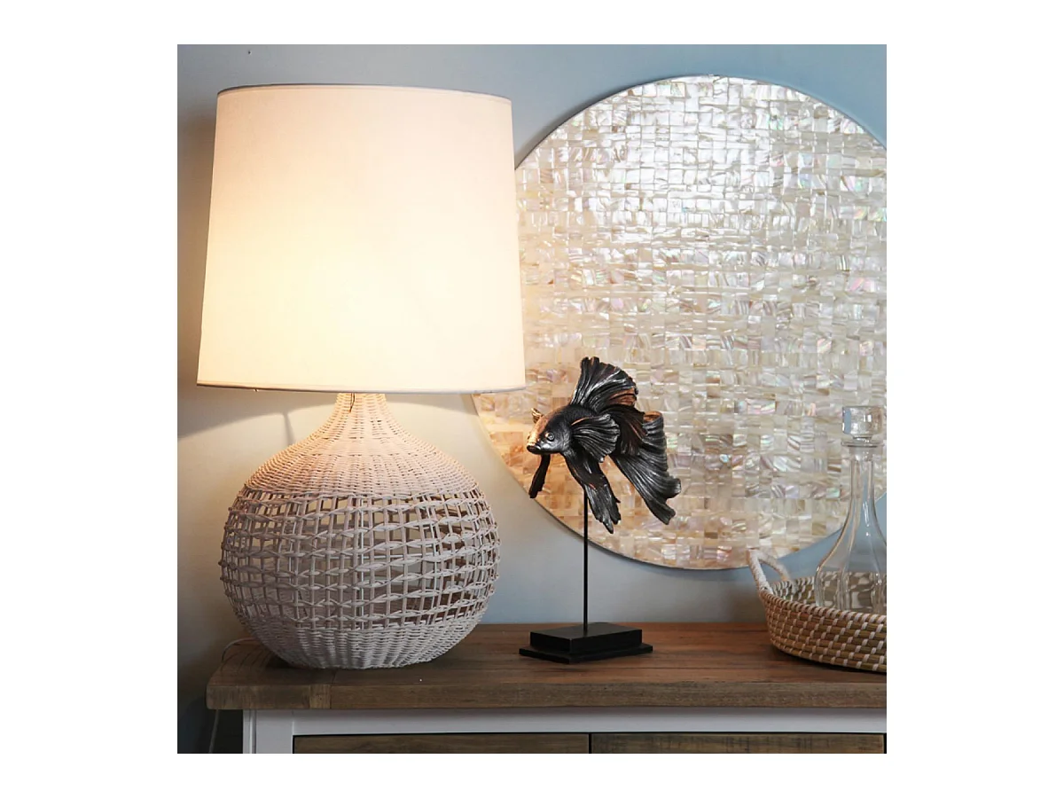 Statue poisson MDF Gris - Riviera Interior's