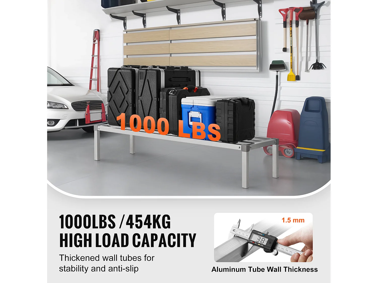 Opbergplank, SucceBuy Aluminium Plankbeugel Stationaire Plankbeugel Opbergrek 152,4 × 50,8 × 30,48 cm