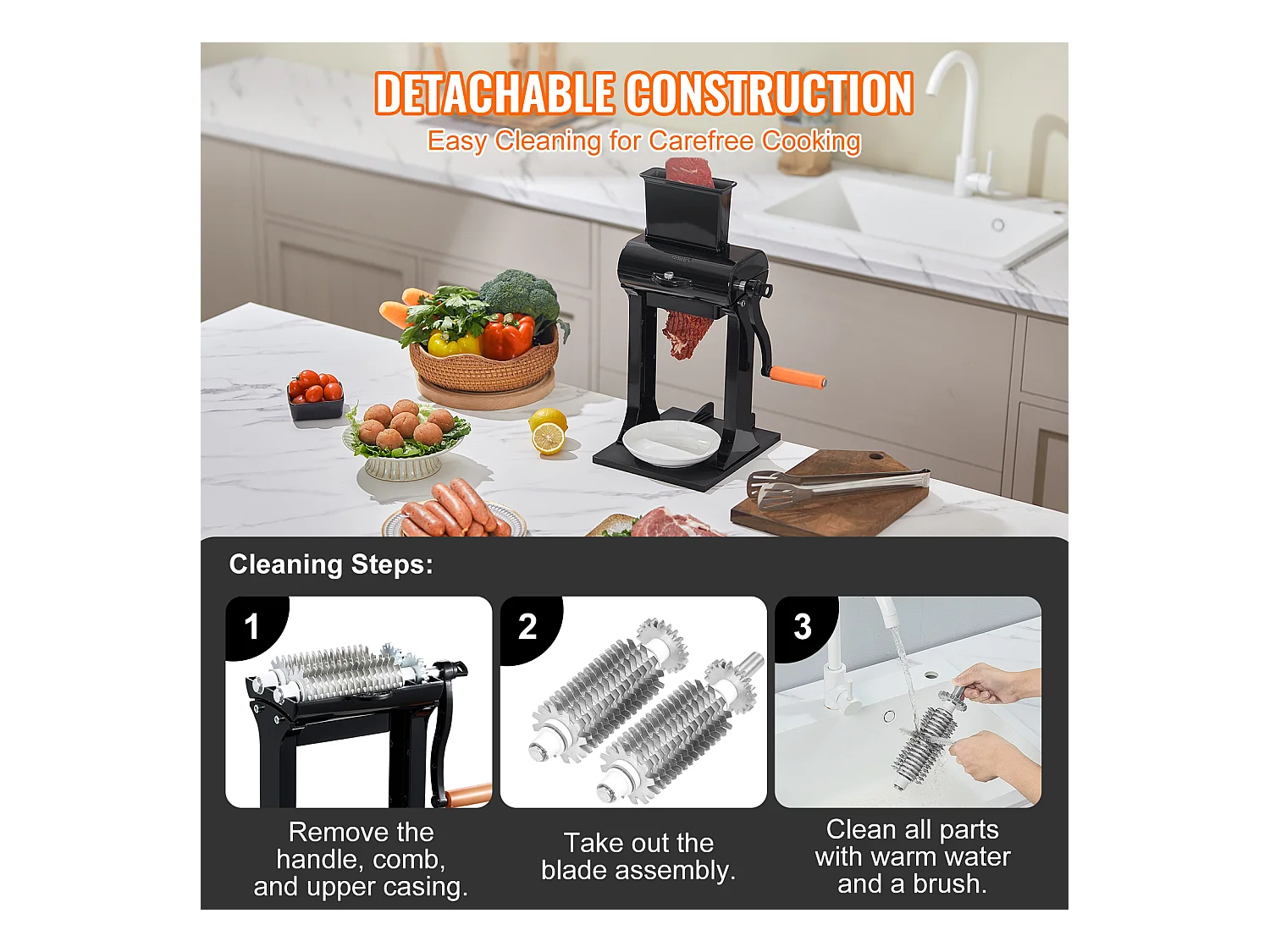 Attendrisseur de Viande Manuelle SucceBuy, Outil de Cuisine en Acier Inoxydable