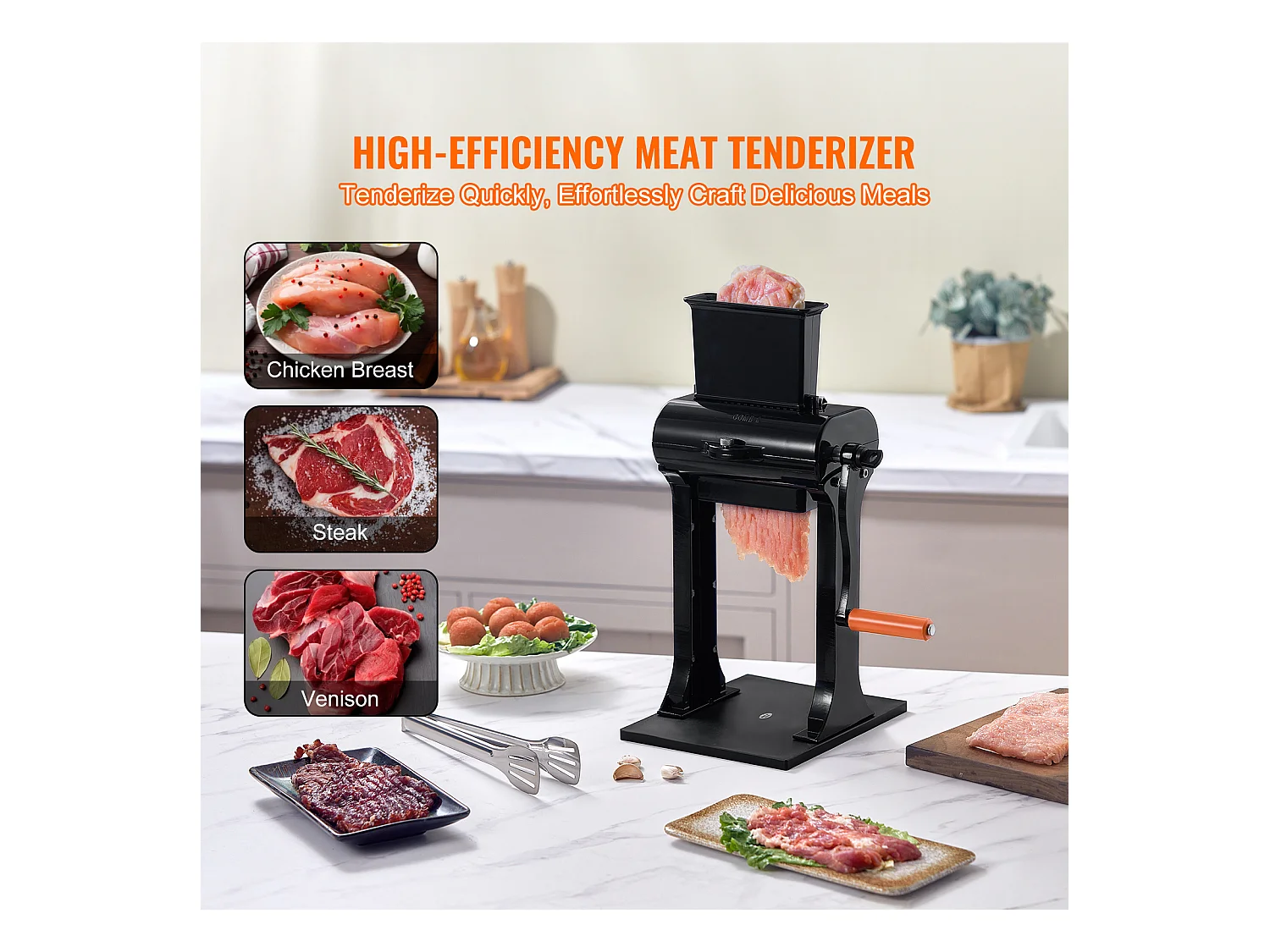 Attendrisseur de Viande Manuelle SucceBuy, Outil de Cuisine en Acier Inoxydable