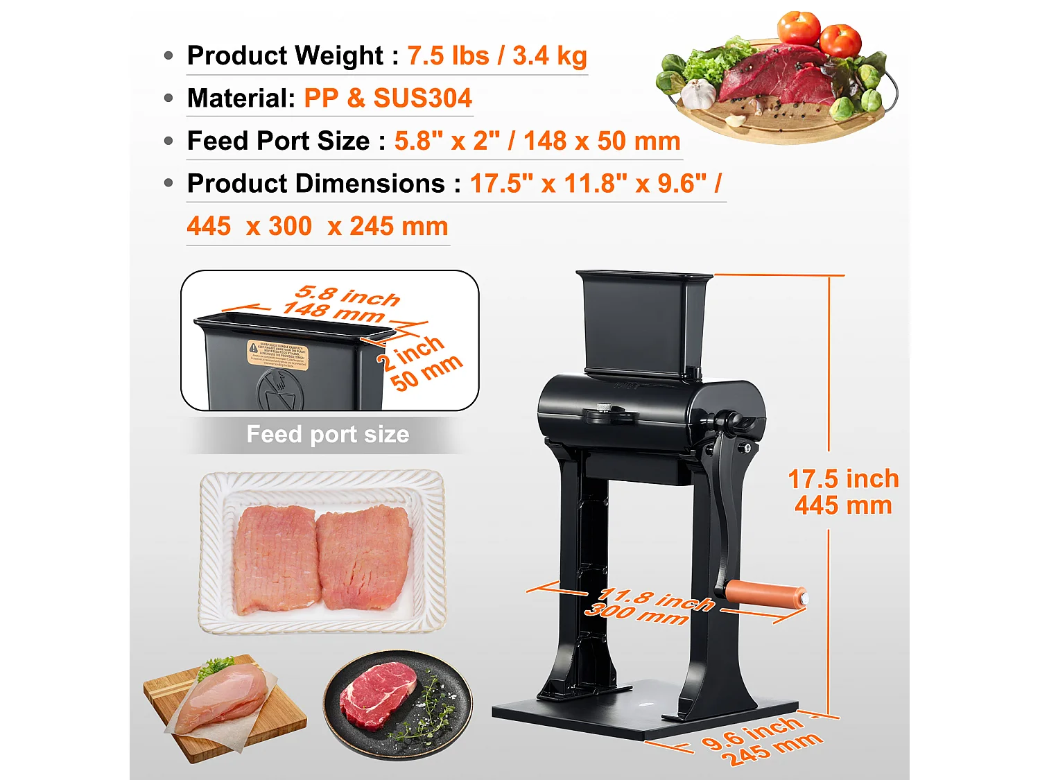 Batticarne Manuale SucceBuy, Utensile da Cucina in Acciaio Inossidabile