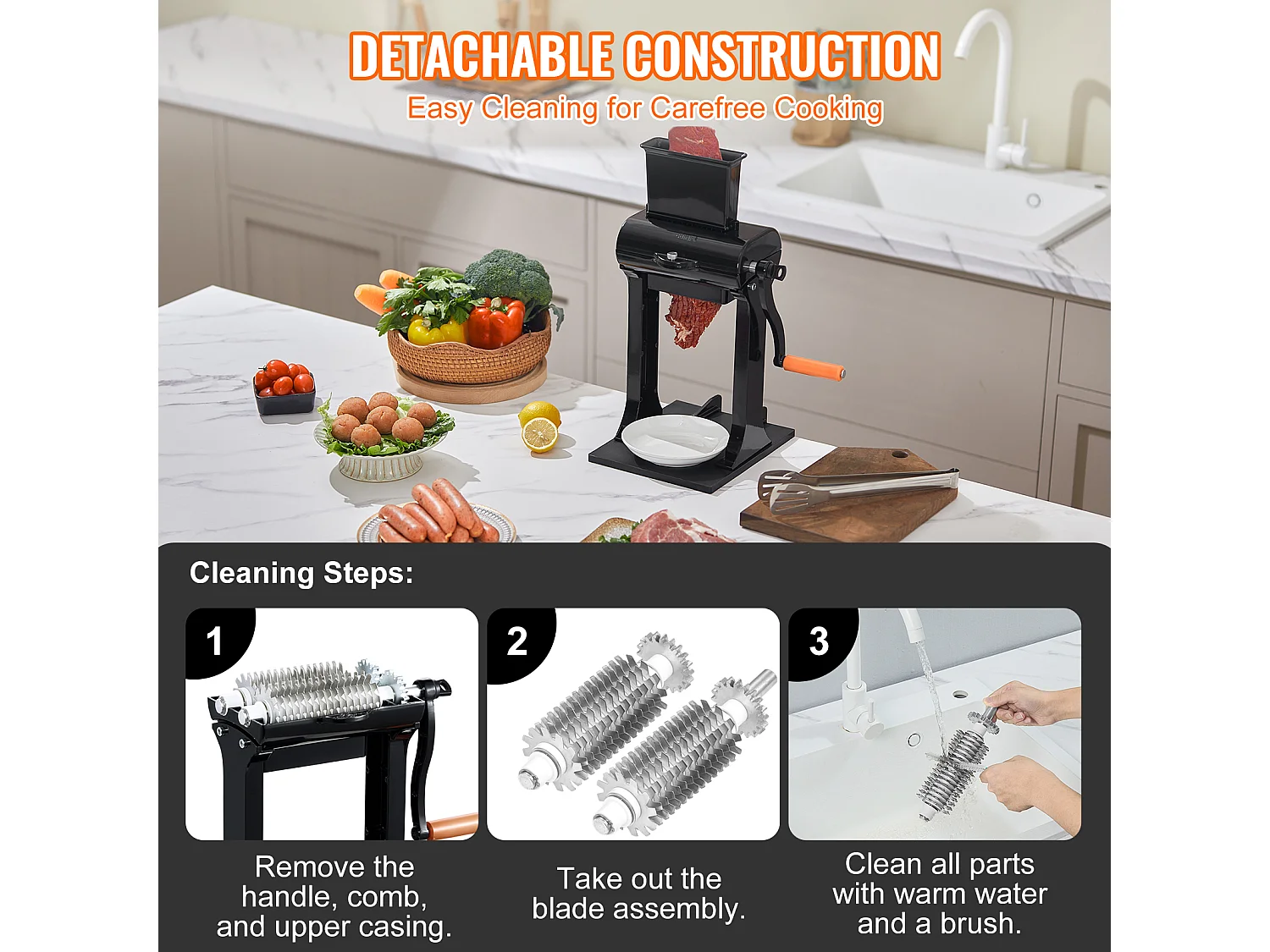 Batticarne Manuale SucceBuy, Utensile da Cucina in Acciaio Inossidabile