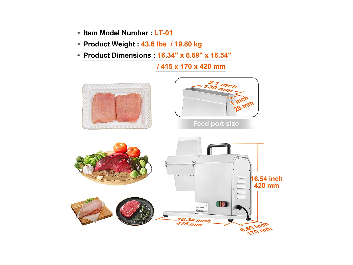 Amaciador de Carne Elétrico SucceBuy, 450 W, Utensílio de Cozinha em Aço Inoxidável