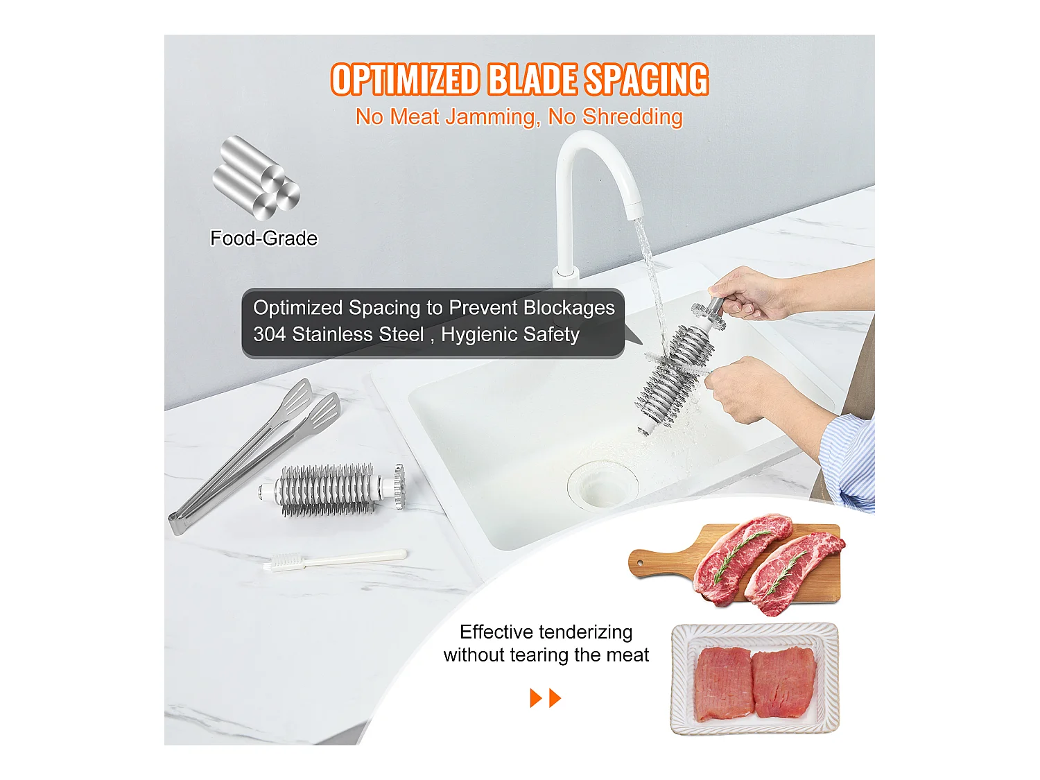 Amaciador de Carne Elétrico SucceBuy, 450 W, Utensílio de Cozinha em Aço Inoxidável