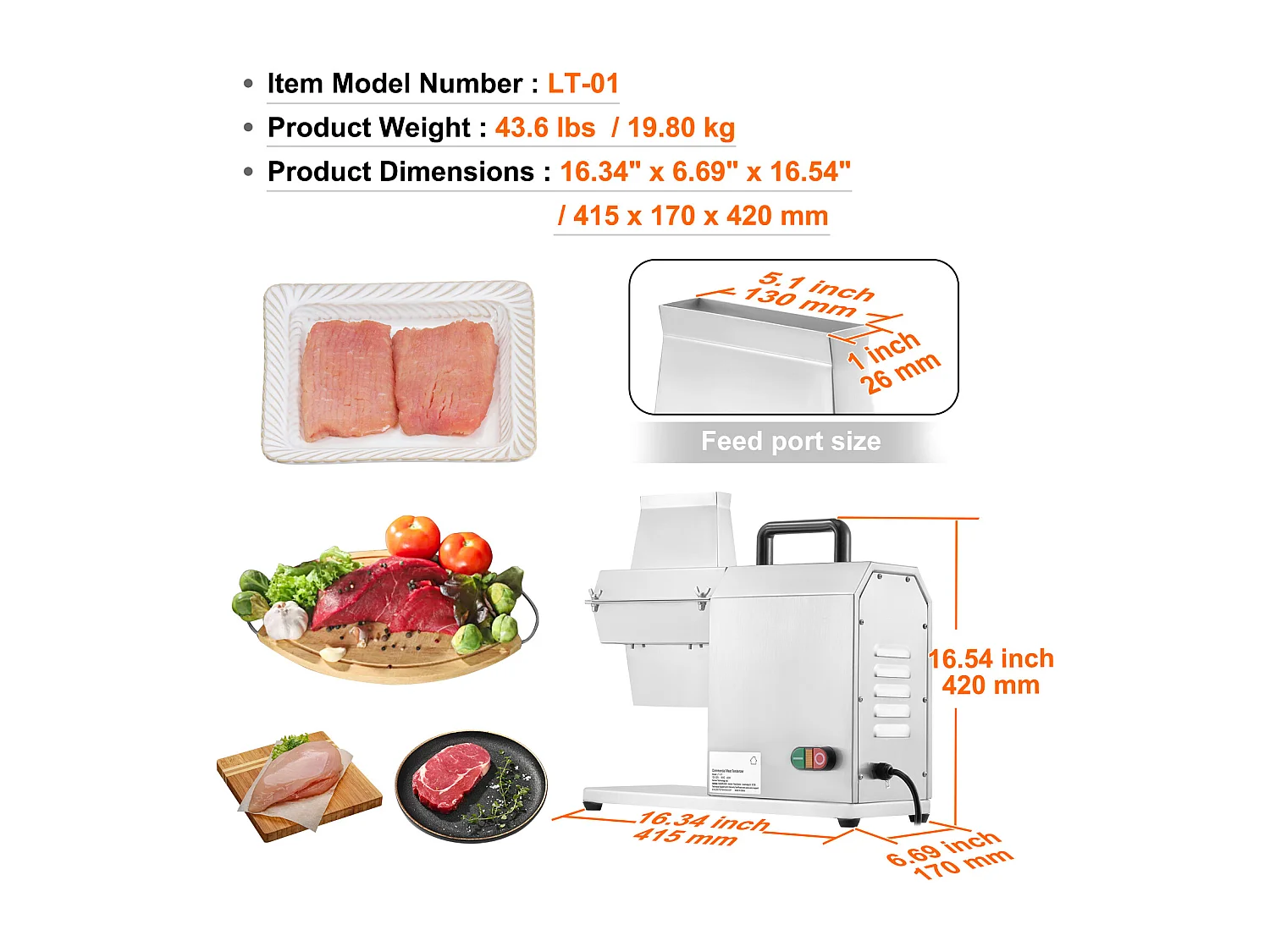 Amaciador de Carne Elétrico SucceBuy, 450 W, Utensílio de Cozinha em Aço Inoxidável