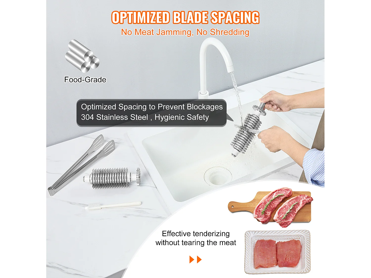 Amaciador de Carne Elétrico SucceBuy, 450 W, Utensílio de Cozinha em Aço Inoxidável