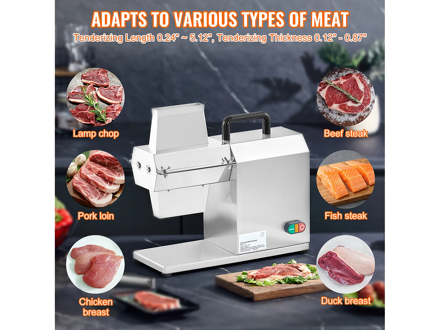 Amaciador de Carne Elétrico SucceBuy, 450 W, Utensílio de Cozinha em Aço Inoxidável