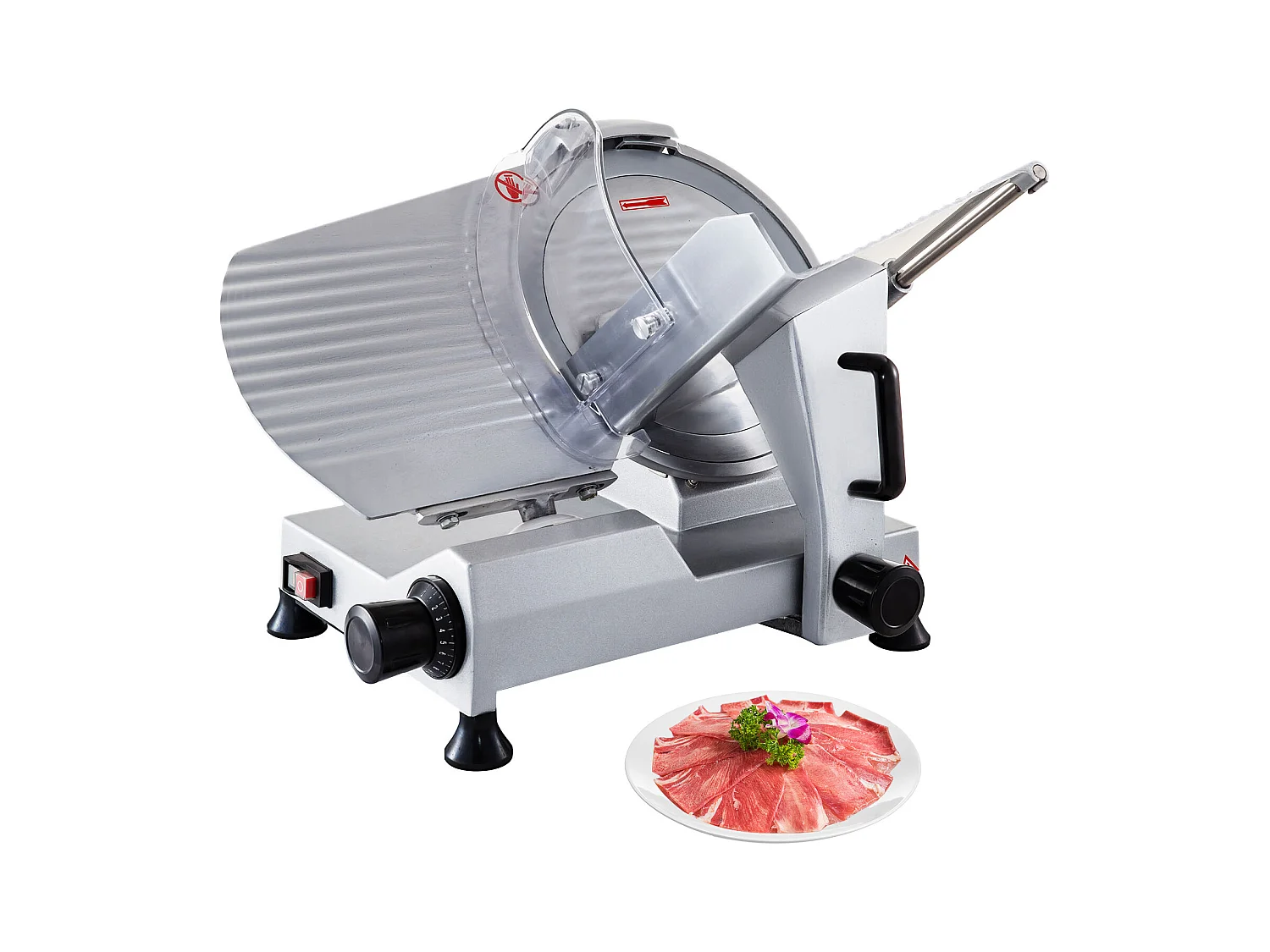 Trancheuse à Viande SucceBuy Électrique Commerciale 320 W, Lame de 30CM, Coupe-Charcuterie 350-400 tr/min
