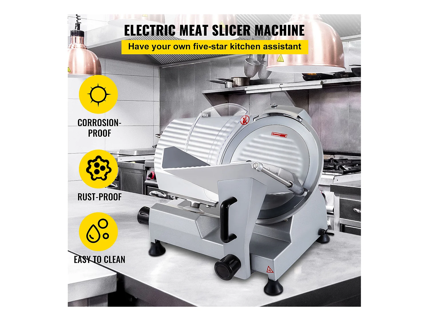 Trancheuse à Viande SucceBuy Électrique Commerciale 320 W, Lame de 30CM, Coupe-Charcuterie 350-400 tr/min