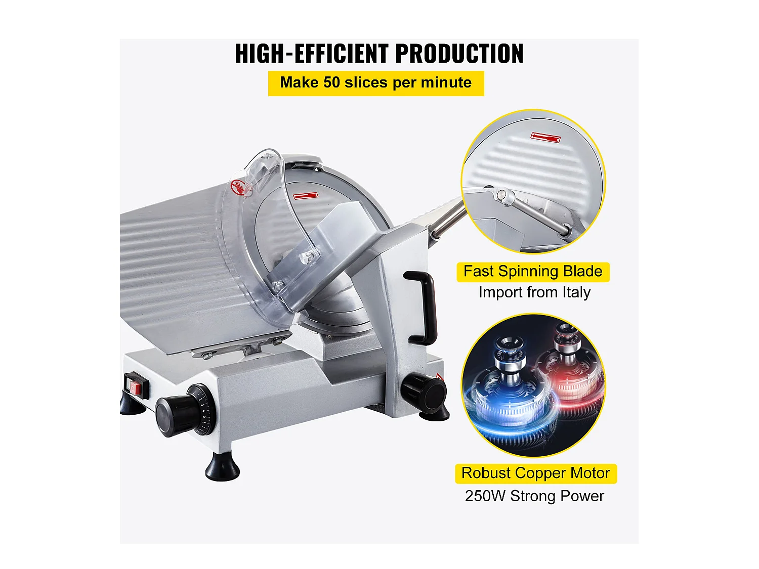 Trancheuse à Viande SucceBuy Électrique Commerciale 320 W, Lame de 30CM, Coupe-Charcuterie 350-400 tr/min