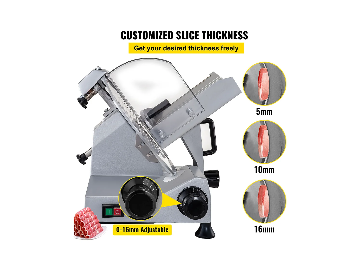 Trancheuse à Viande SucceBuy Électrique Commerciale 320 W, Lame de 30CM, Coupe-Charcuterie 350-400 tr/min