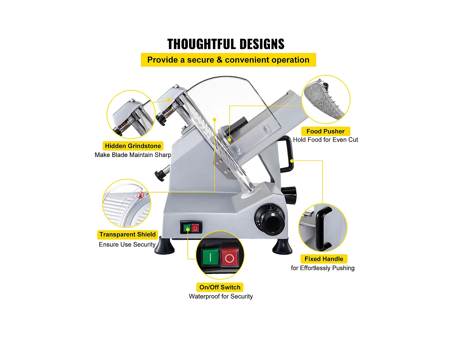 Trancheuse à Viande SucceBuy Électrique Commerciale 320 W, Lame de 30CM, Coupe-Charcuterie 350-400 tr/min