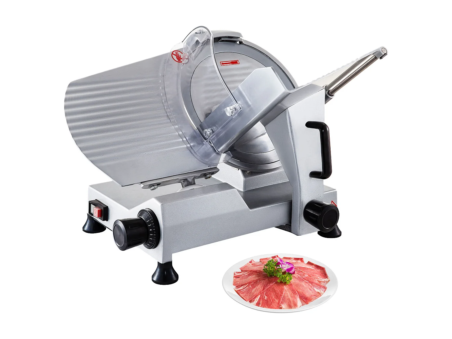Affettatrice di Carne SucceBuy Elettrica Commerciale 320 W, Lama di 30CM, Taglio-Salumi 350-400 giri/min