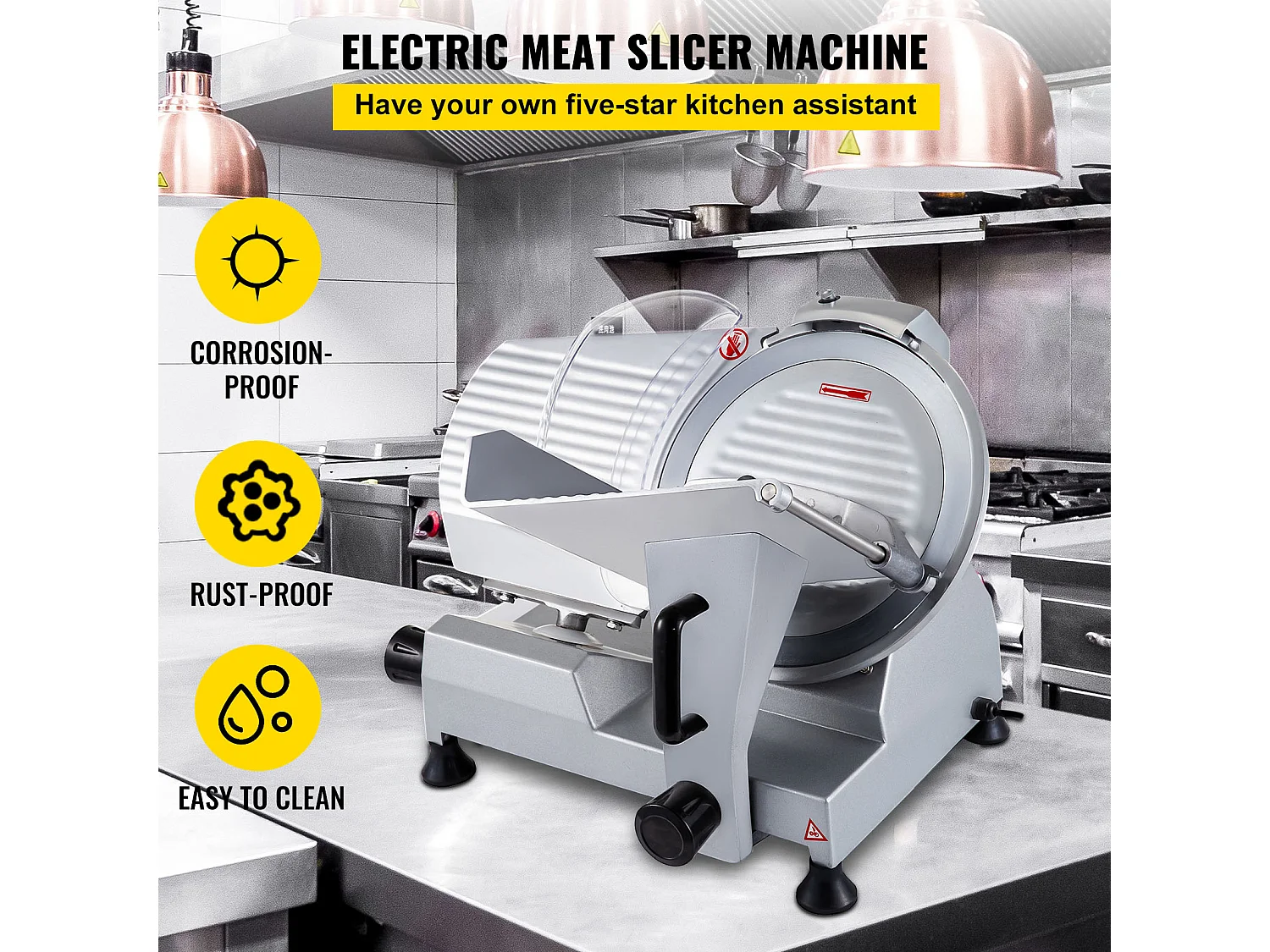 Affettatrice di Carne SucceBuy Elettrica Commerciale 320 W, Lama di 30CM, Taglio-Salumi 350-400 giri/min