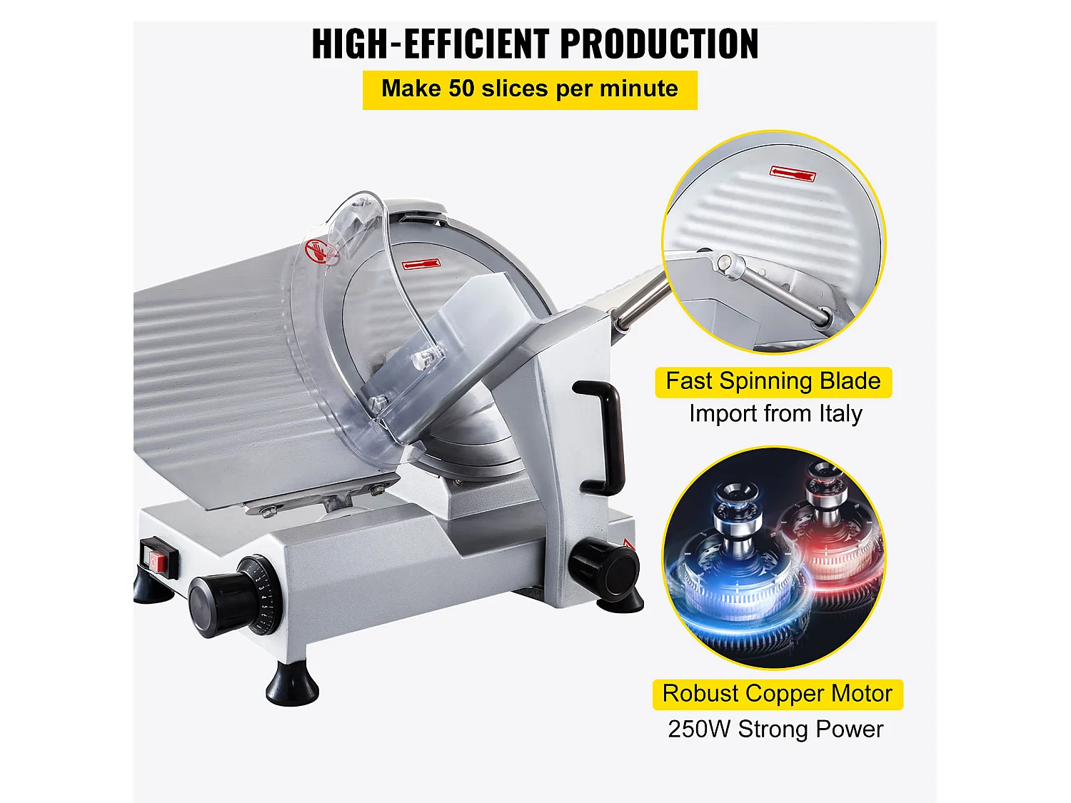 Affettatrice di Carne SucceBuy Elettrica Commerciale 320 W, Lama di 30CM, Taglio-Salumi 350-400 giri/min