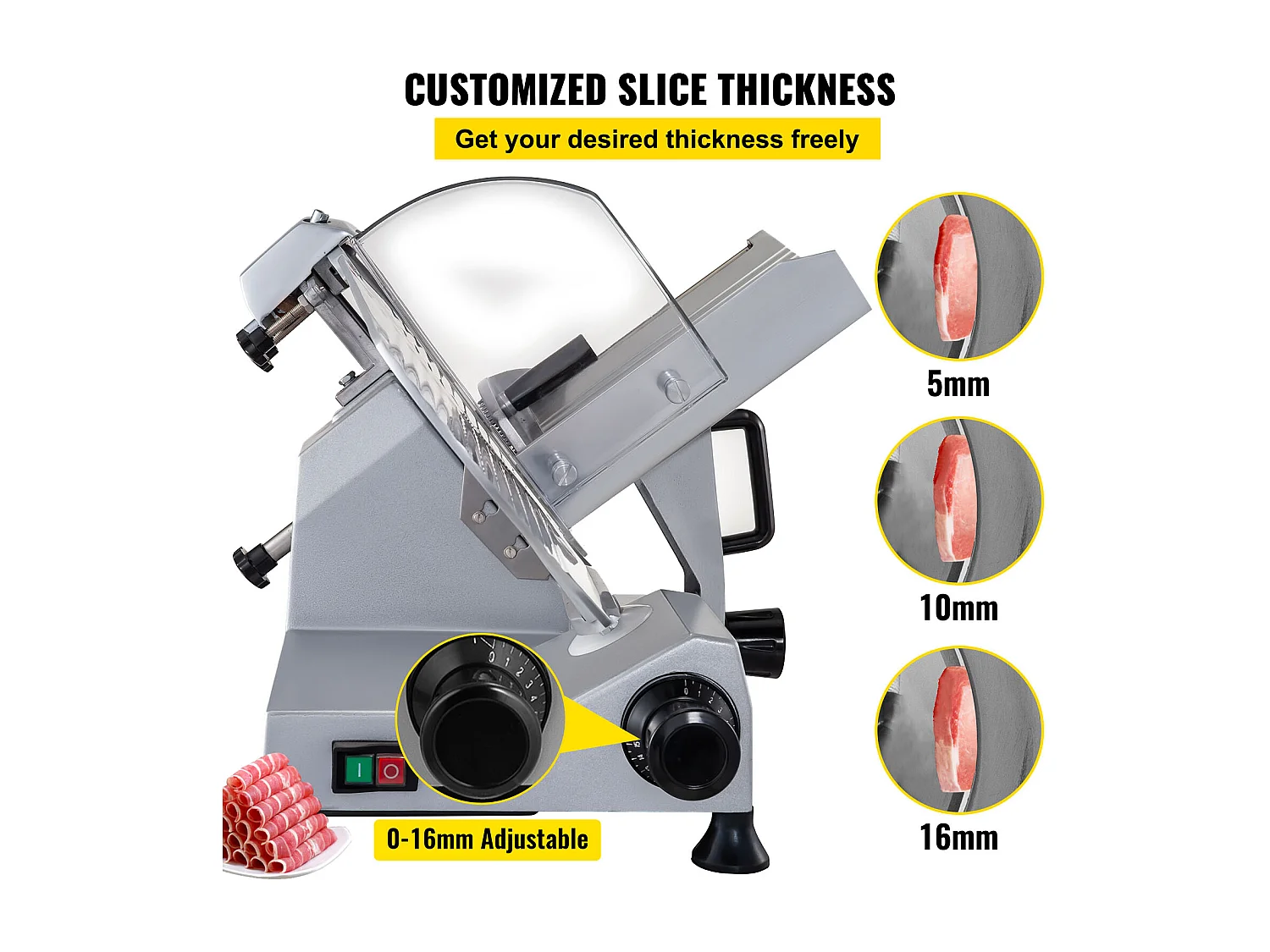 Affettatrice di Carne SucceBuy Elettrica Commerciale 320 W, Lama di 30CM, Taglio-Salumi 350-400 giri/min