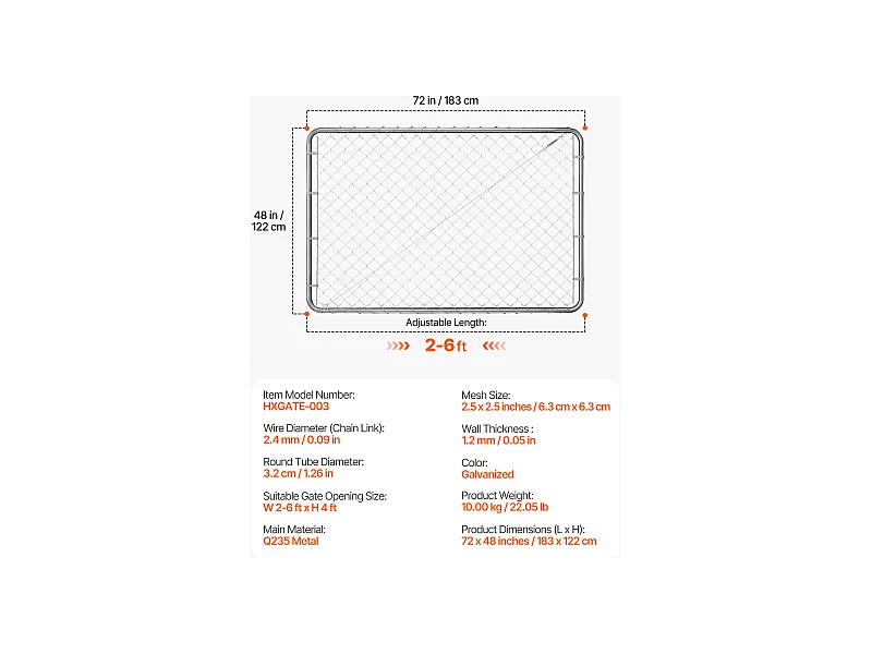 Brama Ogrodowa, SucceBuy Brama Ogrodowa Siatkowa 183×122 cm bez Słupków w Zestawie