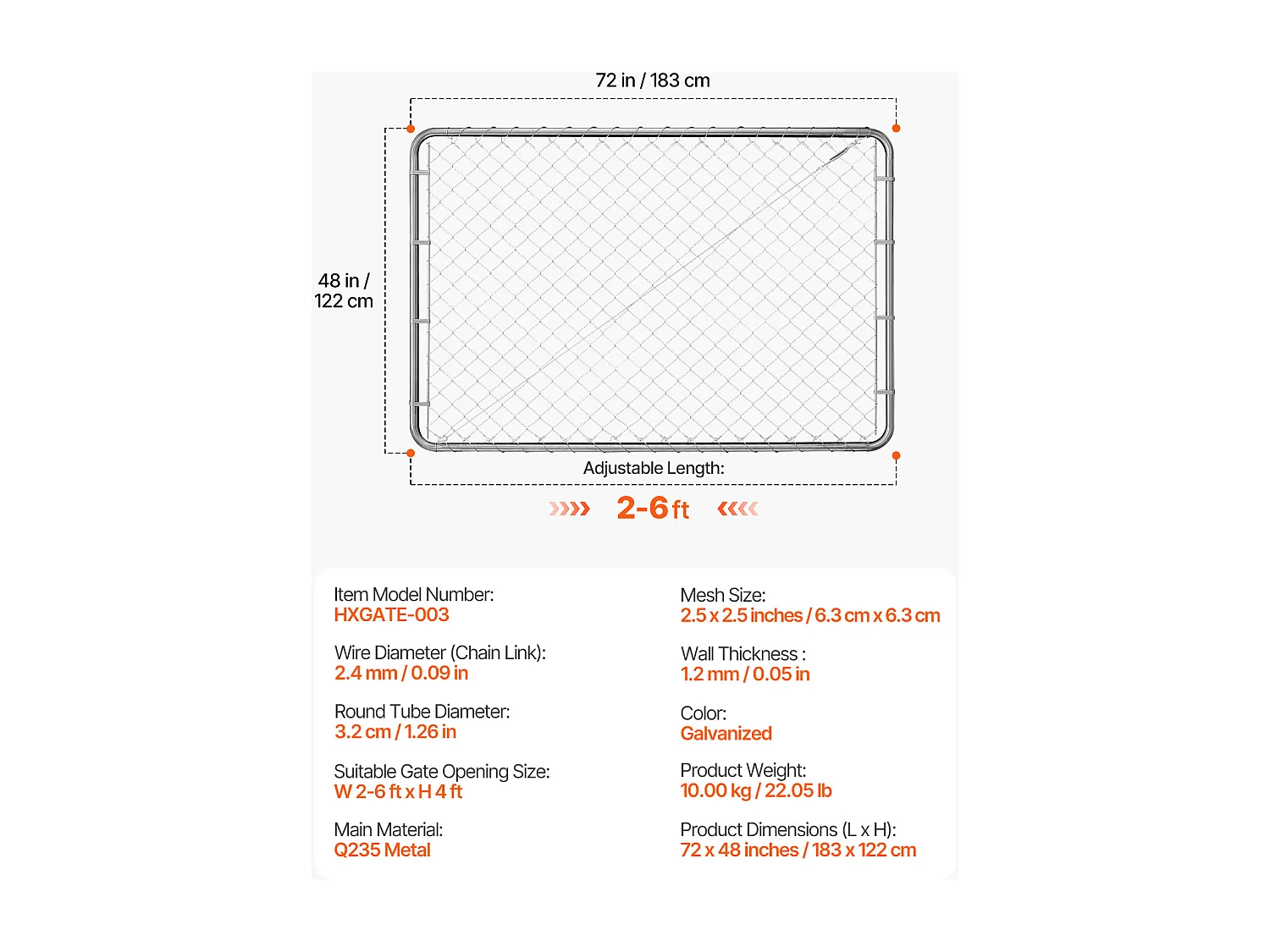 Tuinhekpoort, SucceBuy Gaas Tuinpoort 183×122 cm zonder Palen Inbegrepen