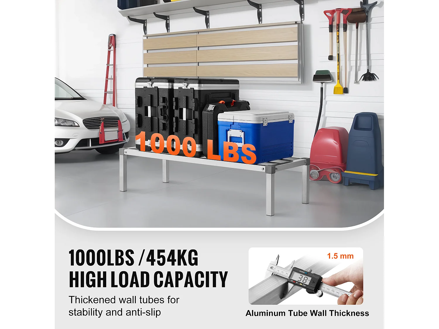 Opbergplank, SucceBuy Aluminium Stellingrek 121,92 × 50,8 × 30,48 cm 454 kg Capaciteit