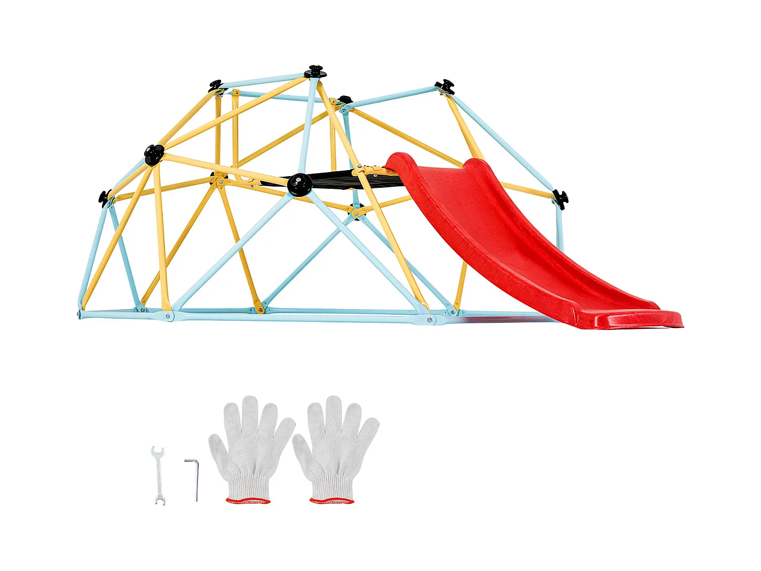 Dôme d'Escalade SucceBuy, 2,4 m avec Toboggan, Grimpeur à Dôme Géométrique, Salle de Jeux pour Enfants de 3 à 9 Ans